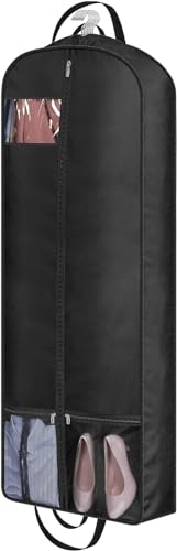 MISSLO 60" Garment Bags for Travel 6" Gusseted Long Dress Bags Cover 4 Handles Hanging Suit Carriers with Pocket for Clothes Coats