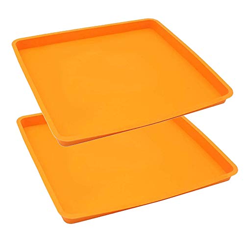 SWYWY 2 Pcs Swiss Roll Cake Mat Flexible Baking Tray Jelly Roll Pan Silicone Cookies Bakeware Pizza Mould Orange