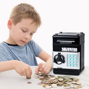 Thedttoy Digital Money Box Mini ATM Safe Money Bank for 3 4 5+ Years Old Kids, Cash Coins Saving Box Safe Money Box for Boys Girls, Perfect Piggy Bank Toy Gifts for Birthday Children's Day (Black) - Image 6