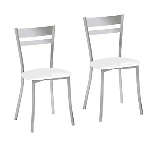 Sillas Cocina ASTIMESA SCALMBL Dos sillas de Cocina, Metal, Blanco, Altura de Asiento 45 cms
