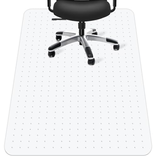 Chair Mat for Carpet, YOOMAYA 46' x 60' Office Chair Mat for Carpeted Floors, Easy Gliding Under Desk Carpet Protector, Slip Resistant Heavy Duty Plastic Floor Mat for Home, Gaming, Study Room (Clear)