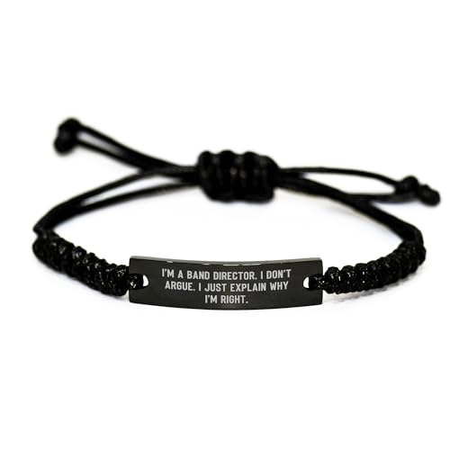 Generic Gifts from Band Director - Funny Band Director Gifts - Inspirational Band Director Rope Bracelet - Sarcastic Band Director Gifts for Mother's Day Unique Gifts for Band Directors, Small, Black