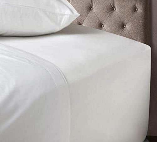 Noah's Linen Extra Deep Fitted Sheet Super King Size White 100% Cotton 200 Thread Count 200 TC 40cm/16 Inches