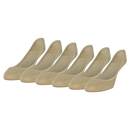 PEDS Women's Essential Super Low Cut No Show Socks, 6 Pairs, Nude, Shoe Size: 5-10