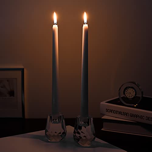 Kitcom Crystal Taper Candle Holder Honeycomb Designed Hand Cut Crystal Candlesticks Wedding Banquet Decorations For Dinner W2.4Xh3.2Inches Pack Of 2, Clear With Gift Box #TOP3