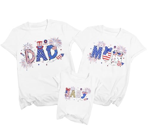 4th of July Family Matching Outfits Funny American Flag Mom Dad Kids Tee Casual Family Vacation Patriotic Tops 2025