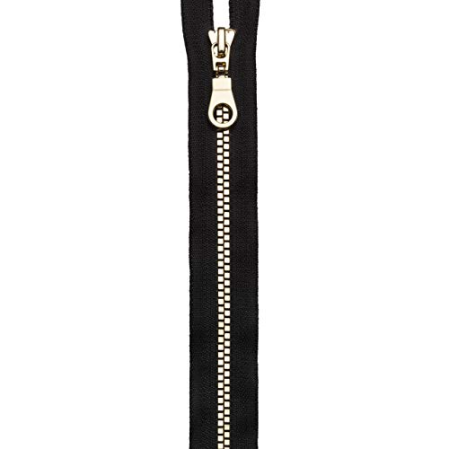 Prym Zip Fastening, Polyester, Black/Newgold, 50 cm, Black / Newgold