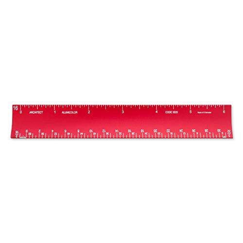 Image of Alumicolor 6-inch Aluminum Architect Hollow Scale for School, Office, Art and Drafting, 6IN, Red