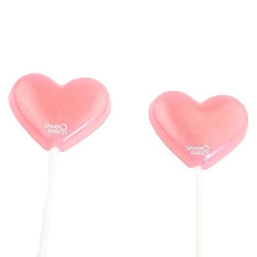 Rainbow Mix Heart Lollipops, 2" Diameter Lollipop, Watermelon/Cherry/Green Apple/Blue Raspberry/Grape/Peach Flavors, Handcrafted Fresh In Usa, 24 Pieces #TOP7
