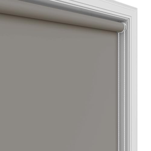 Image of 100% Blackout Roller Blinds for Windows 42 Inch W X 84 Inch L Roll-Up Shades Sun UV Protection for Home & Office, Linen| Heavy Duty in 38 MM Pole