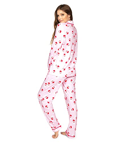 Tipsy Elves Women's Pink Santa Pajama Set Size Medium #TOP1
