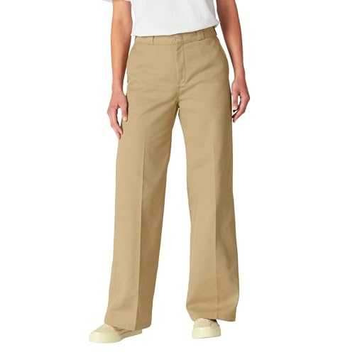 Dickies Women's Wide Leg Work Pants, Size 12 RG, Stonewashed Khaki