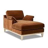 Jennifer Taylor Home Pasadena Modern Farmhouse Chaise Lounge Chair, Burnt Orange Performance Velvet