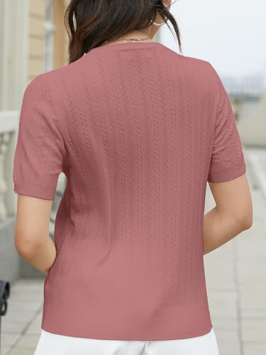 Image of DAIMIDY Women's Short Sleeve Sweaters Lightweight Summer Sweater Casual Knit Pullover Tops