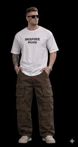 Image of Wear lusso 10 Pocket Cargo Pants for Men | Cotton Twill Fabric | Regular Fit Utility Cargo Trousers | Casual Streetwear Bottomwear