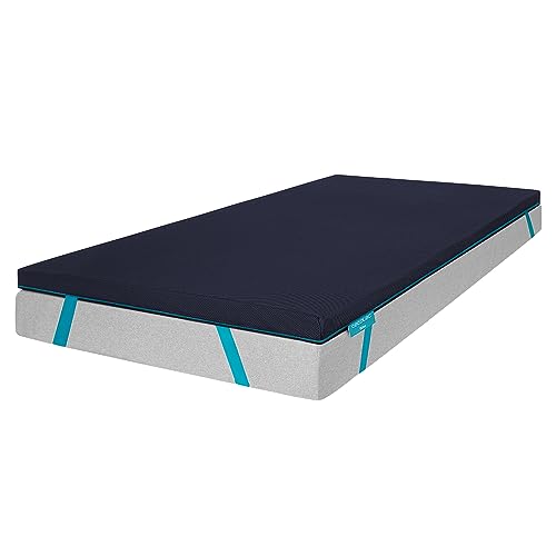 Cecotec Topper Viscoelástico Flow TopSerenity 90x190. Cubrecolchón Sobrecolchón. Viscoelástica 100% de 5 cm de Altura, 4 Correas Elásticas Antideslizantes, Funda Exterior con Cremallera