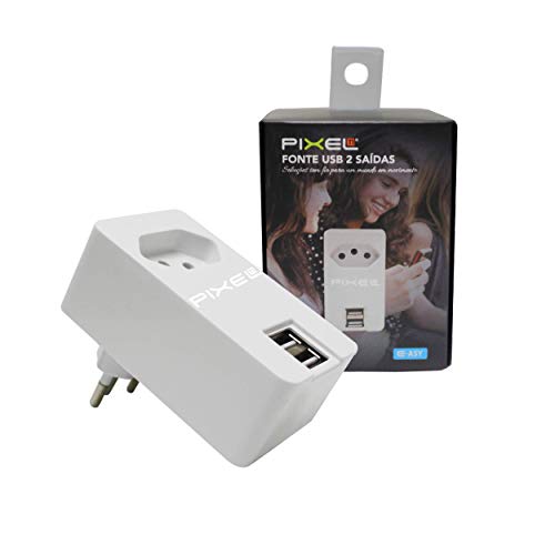 Fonte USB com duas portas e tomada - Pixel TI - A062USB