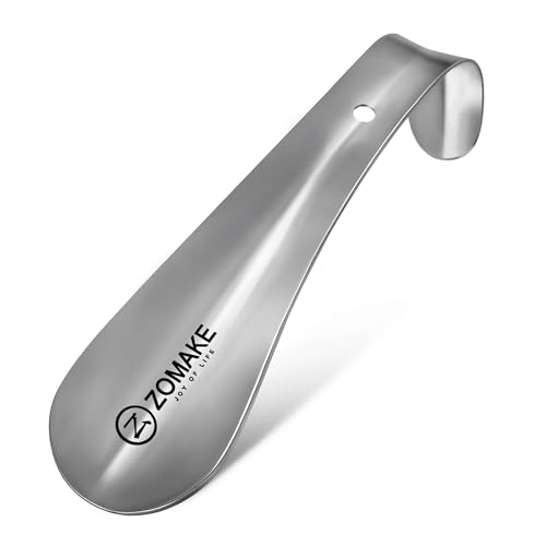 ZOMAKE Calzascarpe Metallo,Calzascarpe Corto Metallo 15 cm,Calzante Piccolo con Supporto a Parete(Argento 1 Pezzo)