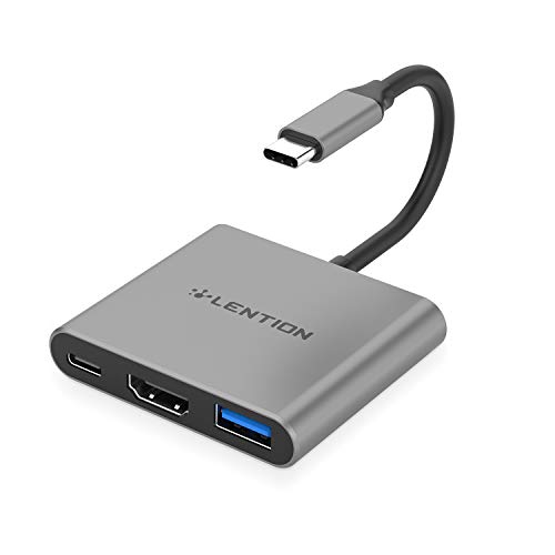 LENTION 3-in-1 USB C Hub with 100W Type C Power Delivery, USB 3.0 and 4K HDMI Adapter Compatible 2020-2016 MacBook Pro 13/15/16, New Mac Air/Surface, ChromeBook, More (CB-C14, Space Gray)