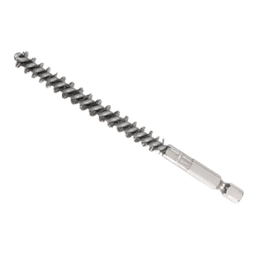 Image of Bore Brush, 8mm Dia 75mm Length, Stainless Steel Twisted Cleaning Wire Brushes with 1 /4 inch Hex Shank - (Applications: for Power Drill)