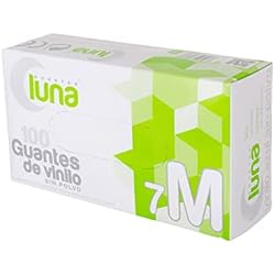 Guantes De Seguridad Nitrilo Guantes Luna Supreme - Guantes de Vinilo Blanco Traslucido Sin Polvo, Talla M | Guantes de Examen | Ambidiestros, Sin Latex, No Esteriles | 100 Uds