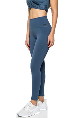 Leggings de compresión azul M para entrenamientos intensos de mallas de cintura alta