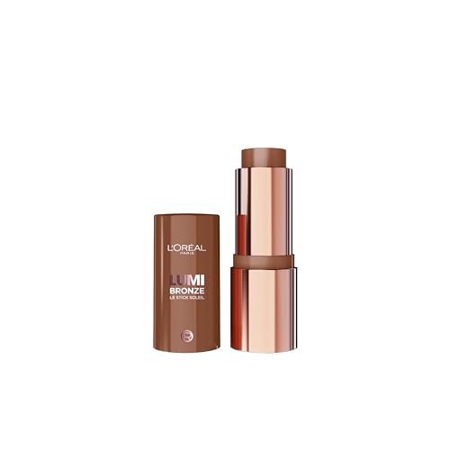 L'Oreal Paris Lumi Le Bronze Stick Soleil Cream-to-Powder Bronzer, Buildable, Blendable, Bronzer Stick,130 Sunset Dore