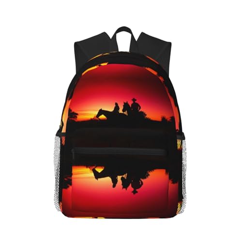 Sac à dos ordinateur imprimé Texas Cowboy noir taille unique pour l'école et les loisirs
