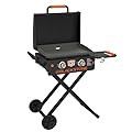 Blackstone 1935 On The Go Scissor-Leg Two Burners Gas Hood, Wheels, Side Shelf Heavy Duty Outdoor Stainless Steel Griddle for Backyard, Patio Camping, 22, Black
