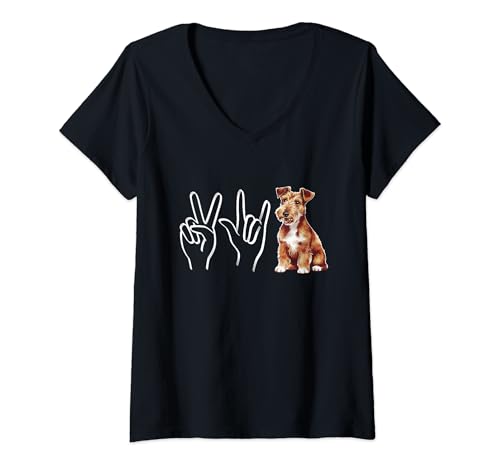 Femme Piace Love Welsh Terrier - Propriétaire amusant pour les chiens et les amoureux des chiens T-Shirt avec Col en V