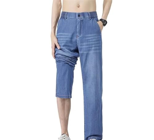 Men's Ice Silk Jeans Summer Thin Straight Stretch Denim Pants Business Casual Classic Baggy Trousers4