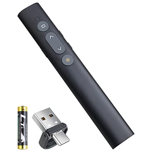 Image of Presentation Clicker Presentation Remotes, Type C /USB A 2 in 1 Pointer, Remote PowerPoint Clicker,USB /Type-C for Computer Slide Advancer, Volume Control /Hyperlink /Switch Windows(Battery Included)