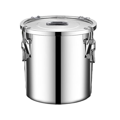 Image of 304 stainless steel food storage containers with lids lock clips airtight container large airtight for rice flour sugar grain coffee bean storage containers Kitchen jar (5.55gal /21L)