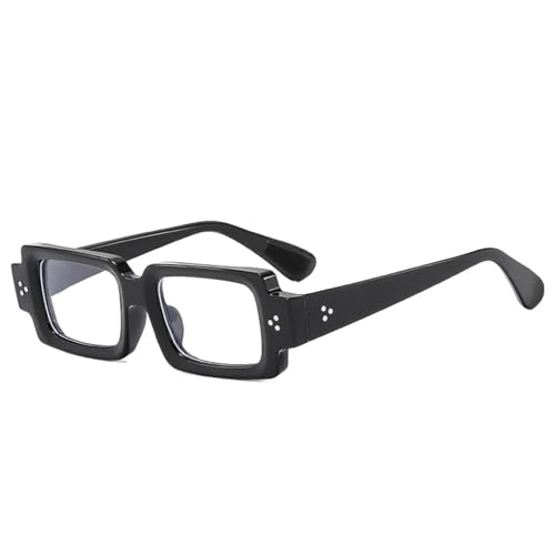 Lunettes de soleil rectangle rivets design vintage avec monture transparente