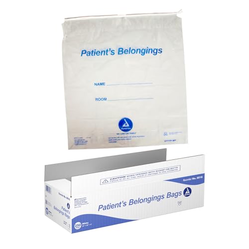 Image of Dynarex 8016 Patient Belonging Bag with Drawstring, 20 inch Length, 20 inch Width, 4 inch Height, White, Pack of 250