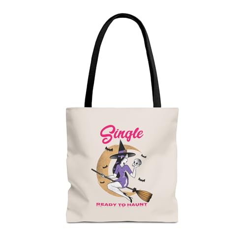 Halloween Tote Bag for Singles, Single and Ready to Haunt, Witchy Tote, Spooky Gift Bag, Fall Vibes, Breakup Gift for her