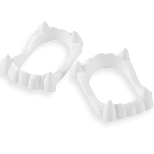 Fun Express Bulk 72 Pack Plastic Vampire Teeth for Kids, BPA Free Plastic, Halloween Costume Party Favors and Candy Alternative Trick or Treat Handouts, White