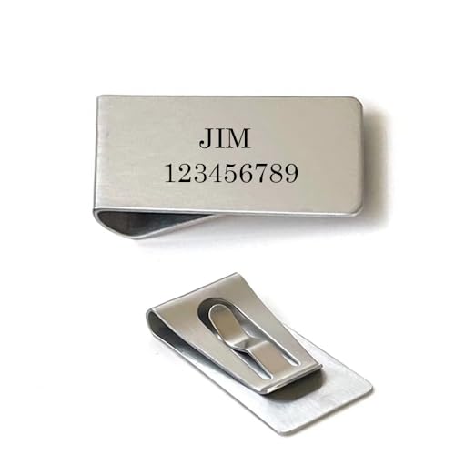 Acier Inoxydable Pince a Billet Personnalisable, personnalisé Pinces à Billets, Pince à Billet personnalisé Homme et Femme Argenté, Pince pour Billet de...