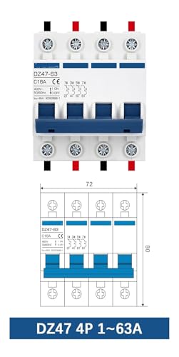 Disjoncteur miniature 4P protégeant vos circuits triphasés 380V 20A