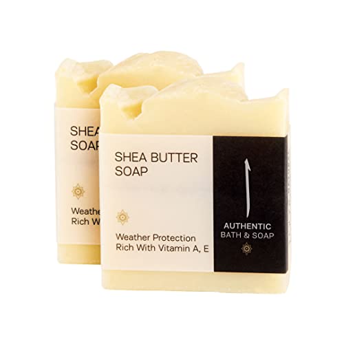 Authentic Bath & Soap Cold Processed Shea Butter Bar Soap For Men & Women. Natural, Handmade, No Parabens Or Sulfates. Vegan & Cruelty Free. Moisturizing Body & Face Wash. 3.5 Oz Each (Pack Of 2) #TOP1