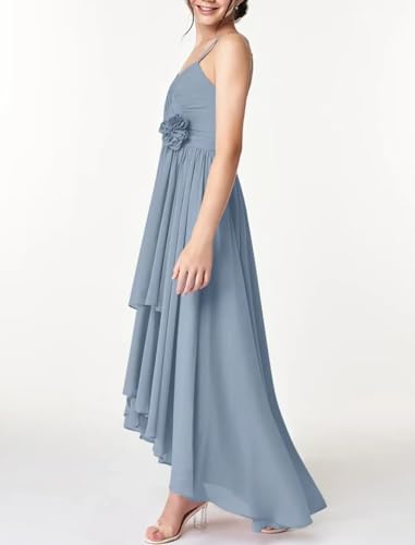 Junior Bridesmaid Dresses High Low Chiffon Flower Girl Dresses for Wedding Floral Party Dress for Teen Girls4
