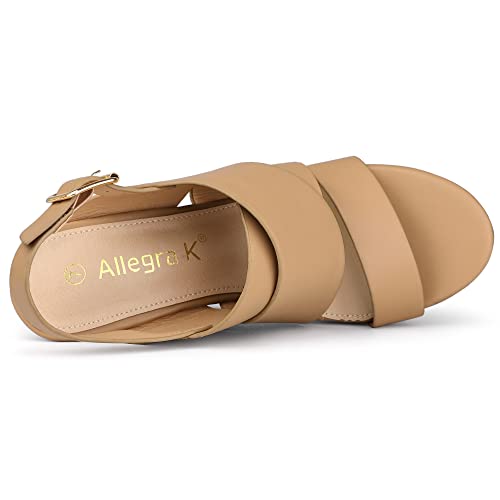 Allegra K Allegra K Women's Wood Decoration Strappy Platform Wedge Brown Sandals 8 M US