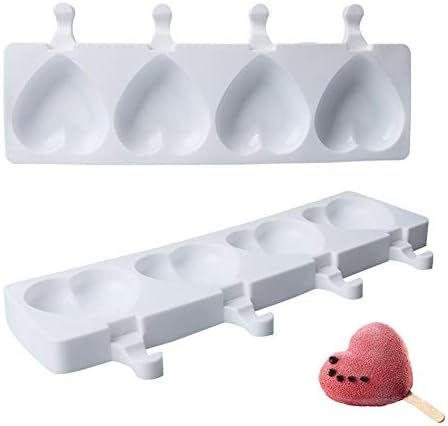 UNNINI Ice Cream Molds Popsicle Silicone Heart Shapes For Baby Children Diy Ice Cream Mould Maker (01)