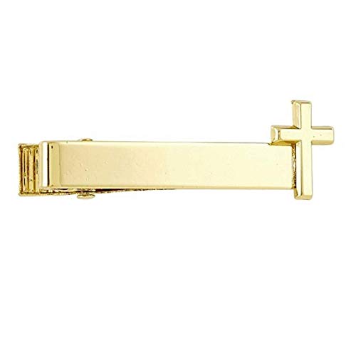 needzo gold tone first communion tie clip with cross catholic boys outfit accessory gift for godson 1 14 inches