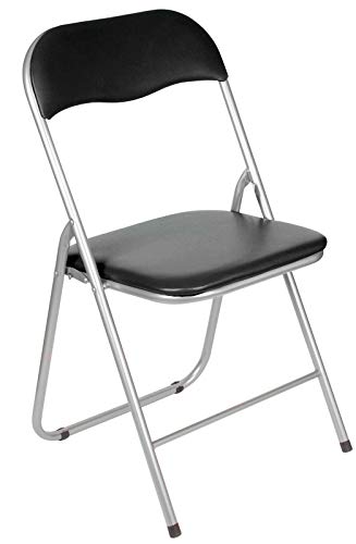 Folding Chair Folding Black Pvc Wipe Down Padded Seat