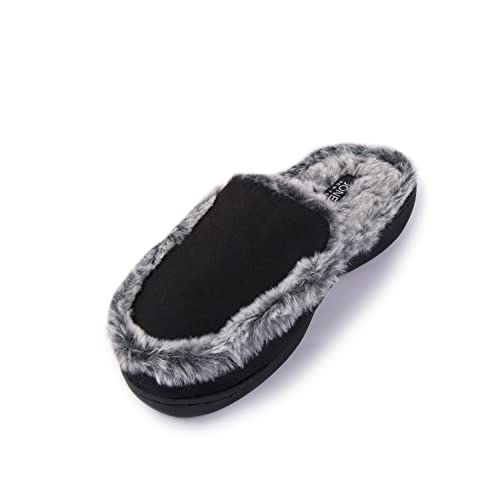 Handcraft Jones New York Fuzzy Faux Suede Mule House Slippers with Arch Support for Women, Soft Warm Indoor/Outdoor Winter Mules3