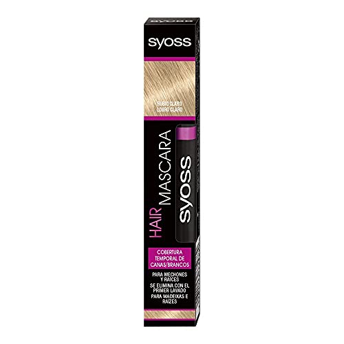 SYOSS Hair Mascara (16 ml), Cepillo cubre canas para mechones y raíces, retoca raíces instantáneo, máscara para coloración temporal, tono rubio claro