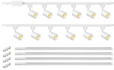 VANoopee 12-Light LED Track Lighting Kit with 13FT H Type Track Lighting Rail and Floating Canopy Connector, Dimmable LED Track Lighting Fixtures Ceiling Spot Light 3000K 10W White