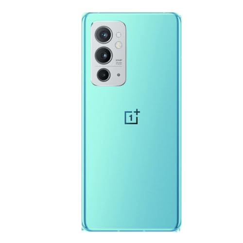 Image of Replacement Glass Back Door Housing Panel with Camera Frame Logo and Adhesive Sticker for OnePlus 9RT 5G (Blue)
