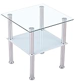 SCHLICHT - Der Tisch sieht modern und elegant aus und wird trotz der Schlichtheit ein Blickfang in Ihrem Wohnzimmer. Klein aber trotzdem eine große funktionale Fläche dank 2-Ebenen-Design.